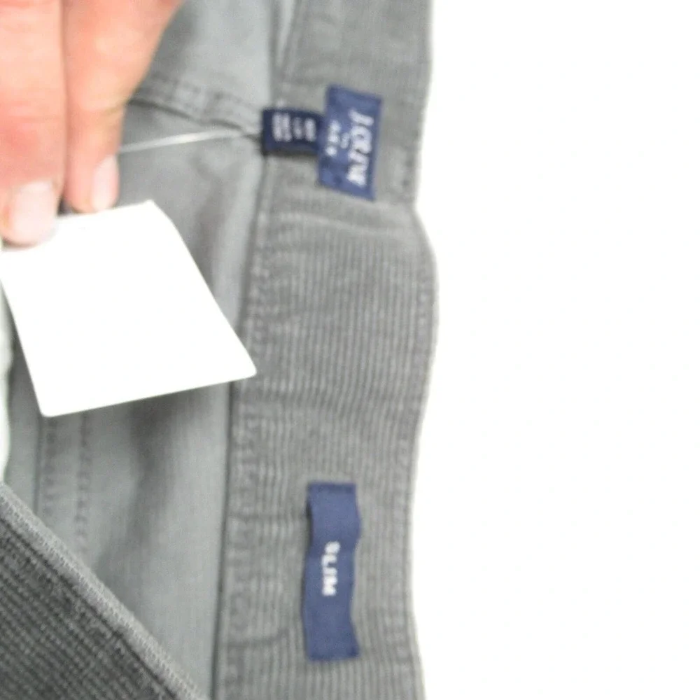 J Crew Corduroy Pants Men 34x33 Gray Green 484 Slim Straight Cords $89.50 NEW